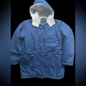 vintage, Sergio Valente denim and fleece barn coat utility coat, jacket 8 large